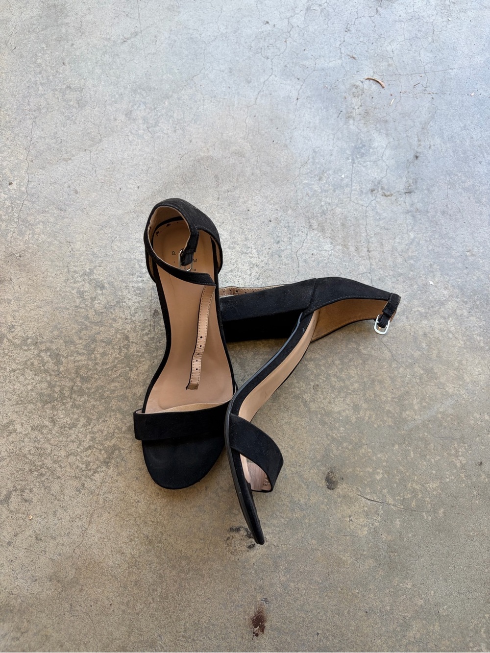 Black Ankle-Strap Block Heel Sandals - Brand Unspecified